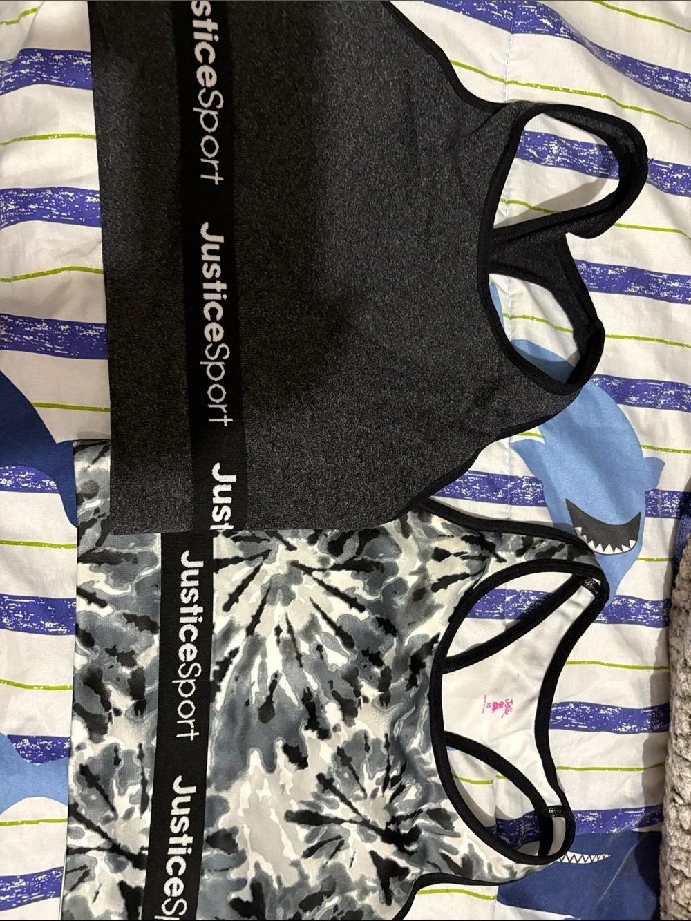 Justice Girls Black & Gray Sports Bras - 2 Pack